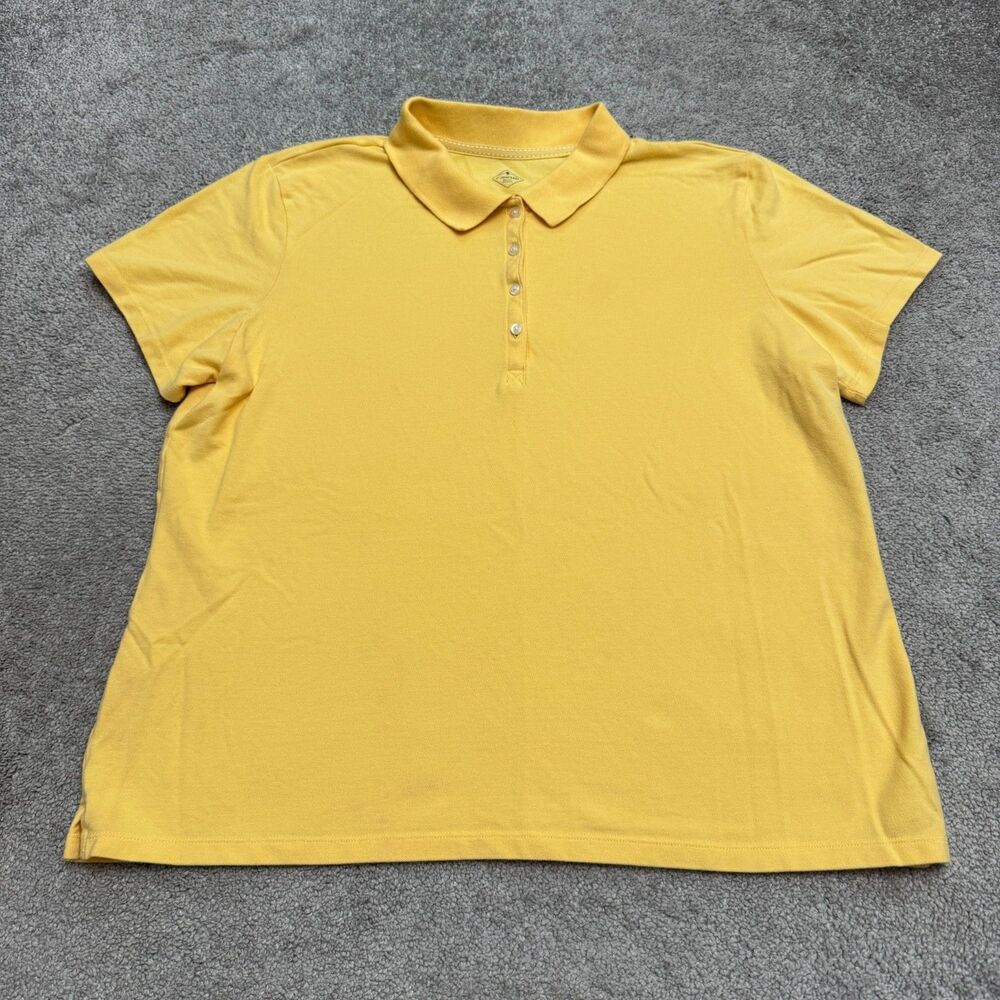 St. John's Bay Pique Polo Shirt Women 2XL Yellow Short Sleeve Stretch Casual Top
